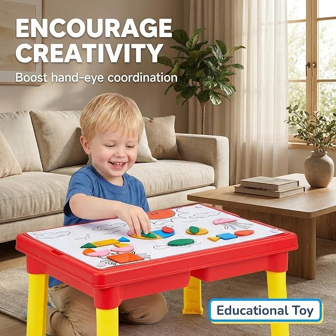 Carolart Sensory Table with Sands, Sand & Water Play Table for Kids，Indoor and Outdoor Activity Table, Sensory Bin Toys for Toddlers 3 4 5 6 7，17x11.5x10.2 Inches