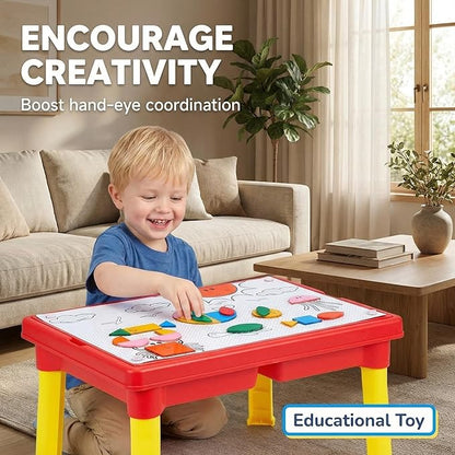 Carolart Sensory Table with Sands, Sand & Water Play Table for Kids，Indoor and Outdoor Activity Table, Sensory Bin Toys for Toddlers 3 4 5 6 7，17x11.5x10.2 Inches