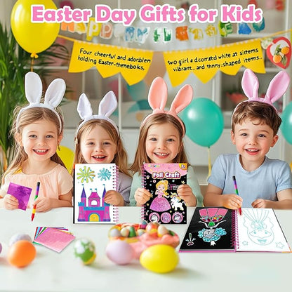 Foil Art Craft Activity for Kids: Fun DIY Toy Sticker Kit, No Mess Creative Travel Supply Set, Idea Birthday Easter Basket Stuffers Valentines Gift for Girl Boy Toddler 4 5 6 7 8 9 Year Old (Princess)