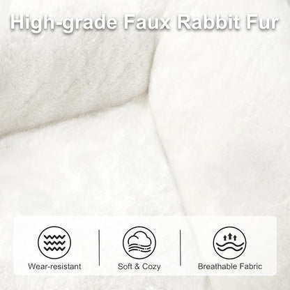 Comfy Saucer Chair, Foldable Living Room Chairs, Soft Faux Fur Lounge Chair for Bedroom, Reading Chairs for Adults, Kids, X-Large (White)