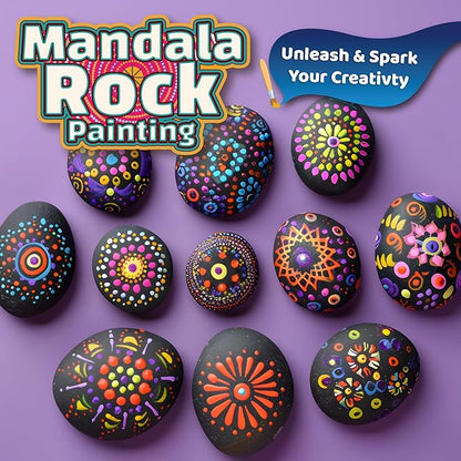 Piano Potato Mandala Rock Painting Kit, Rock Painting Kit for Kids Ages 6-12, Arts & Crafts Christmas Gifts with All Supplies for Creative Art Toys & Craft Activities