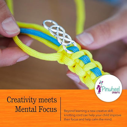 Pinwheel Crafts Paracord Bracelet Kit - DIY Kids Crafts, Paracord Bracelet w/Sturdy Buckle & Paracord 550 Cord - 8 Colorful Friendship Bracelets Gifts - Jewelry Making Kit for Girls 8-12 Years Old