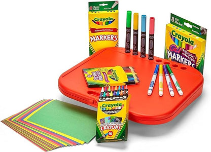 Crayola Create 'N Carry Art Set (75pcs), 2-in-1 Lap Desk & Carrying Case, Art Kit for Kids, Arts & Crafts Supplies, Easter Basket Stuffer & Gifts, 5+