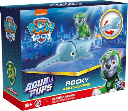 Paw Patrol, Aqua Pups Rocky and Sawfish Action Figures Set, Kids Toys for Ages 3 and up