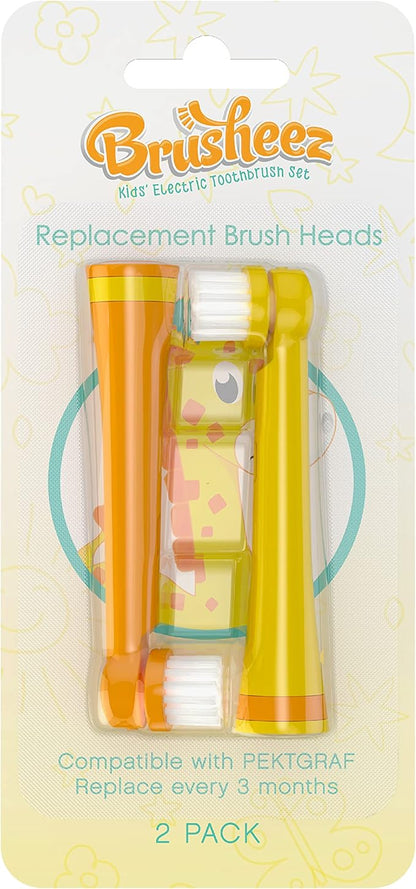 Brusheez Electronic Toothbrush Replacement Brush Heads 2 Pack (Jovie The Giraffe)