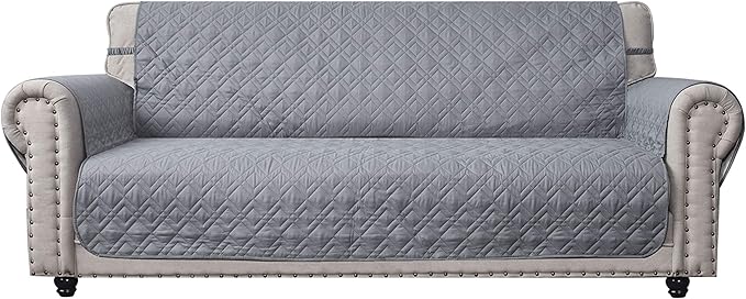Ameritex Couch Sofa Slipcover 100% Waterproof Nonslip Quilted Furniture Protector Slipcover for Dogs, Children, Pets Sofa Slipcover Machine Washable (Light Grey, 78")