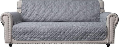 Ameritex Couch Sofa Slipcover 100% Waterproof Nonslip Quilted Furniture Protector Slipcover for Dogs, Children, Pets Sofa Slipcover Machine Washable (Light Grey, 78")