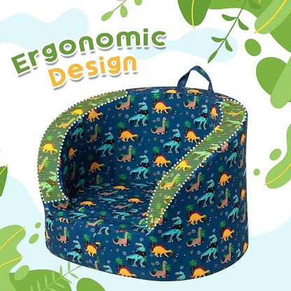 ALIMORDEN Snug-Arch Toddler Couch, Comfy Foam Baby Chair, Ergonomic Toddler Chair with a Snug Embrace Design for Boys and Girls, Dinosaur