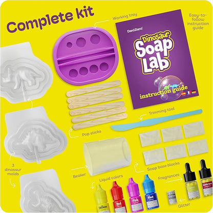 Dan&Darci Dino Soap Making Kit for Kids, Dinosaur Science Toys Kits, Easter Gifts for Kid All Ages, DIY Activities Craft - Art Crafts Gift Set for Boys and Girls Age 3 4 5 6 7 8 12 Year Old Boy