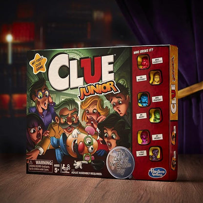 Hasbro Gaming Clue Junior Board Game for Kids Ages 5 and Up, Case of The Broken Toy, Classic Mystery Game for 2-6 Players