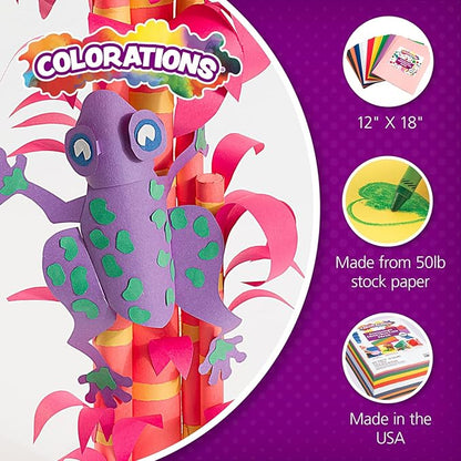 Colorations Construction Paper,Holiday Green,12 inches x 18 inches,200 Sheets,Heavyweight Construction Paper,Crafts,Art,Kids Art,Painting,Coloring,Drawing,Creating,Paper,Art Project,All Purpose