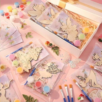 Saypacck 24 Pcs Fairy Party Favors Wooden Painting Craft Kits Birthday Party Supplies with Organza Bag for Goodie Bags Fillers Adult Thank You Gifts