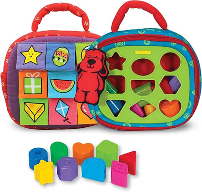 Melissa & Doug K's Kids Take-Along Shape Sorter Baby Toy With 2-Sided Activity Bag and 9 Textured Shape Blocks Sensory Toys, Travel Shape Sorter Toys For Toddlers And Infants