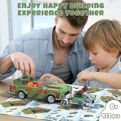 National Vacation Wagon Queen Truckster Building Set Compatible with Lego, Family Station Wagon Model Building Toys for Movie Fans, 413 Pcs Holiday Camper Toy Kit, Creative Gift for Kid Boy 8-14