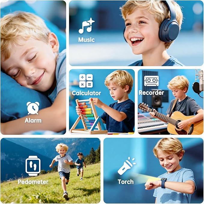 Smart Watch for Kids with 26 Puzzle Games, HD Touch Screen Kids Watch, Camera, Music Player, Alarm Clock, Calculator, Pedometer, Learn Card - 12/24hr Toys for Age 3-12 Year Old, Birthday Gift for Boys