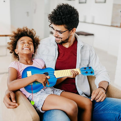 YEZI Classical Ukulele for Kids, Mini Toddler Guitar Toy with Pick, Educational Musical Instrument for Preschool Boys Girls, Early Learning Music Toy for Ages 3 4 5 6+ Years Old, Blue