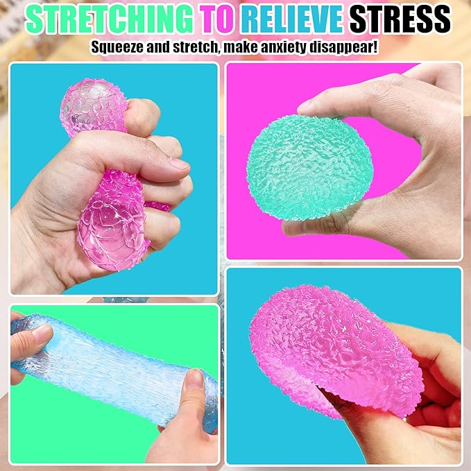 3Pc Big Soft Sensory Stress Balls, Textured Memory Gel Soft Fidget Toys, Large Sensory Soft Fidget Toy for Kids/Adults, Anxiety Relief Squeeze Ball for Autism/ADHD, Party Favors Gifts (Random Color)