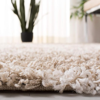 SAFAVIEH Dallas Shag Collection 2'3" x 8' Beige/Ivory SGDS257D Trellis Non-Shedding Living Room Bedroom Dining Room Entryway Plush 1.5-inch Thick Runner Rug