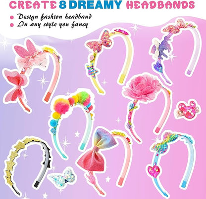 Hair Accessories for Girls-Arts and Crafts Gift for Ages 4-9 Year Old Girl,Great 5 Year Old Girl Gift,Headband Making Kit Gifts for 4 5 6 7+Year Old,Girls Toys Stocking Stuffers for Kids