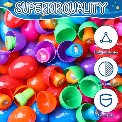48 Pcs Easter Gifts for Kids Easter Basket Stuffers Easter Eggs Filled Assorted Easter Stamps Plastic Easter Stamp Kit for Kids Self Inking Stamps Gift Basket Filler Easter Hunt Prizes