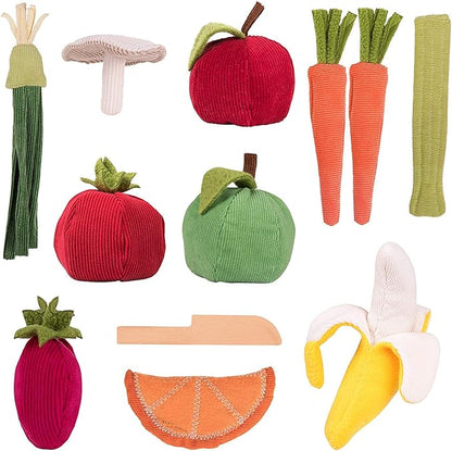 12 Piece Plush Fruits & Vegetables Kitchen Play Set - Comes with Realistic Looking Foods -Pretend Play for Kids Fake Foods for Imaginative Role Play-Great for Young Boys and Girls Ages 3+
