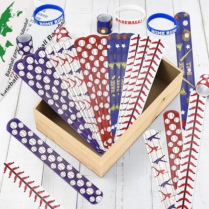 40 Pieces Baseball Party Favors, Baseball Silicone Wristbands Baseball Sports Bracelets for Baseball Game Day Teens Birthday Baseball Theme Party Baseball Team Awards Presents