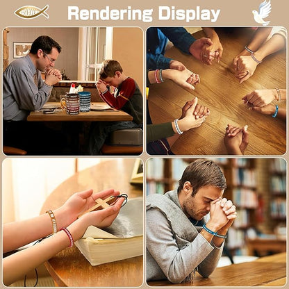 JUNEBRUSHS Bible Verse Bracelets, 24pcs Inspirational Christian Faith Hope Jesus Silicone Bracelets Wristbands for Men Women Party Christian Gifts Supplies(24 Designs)