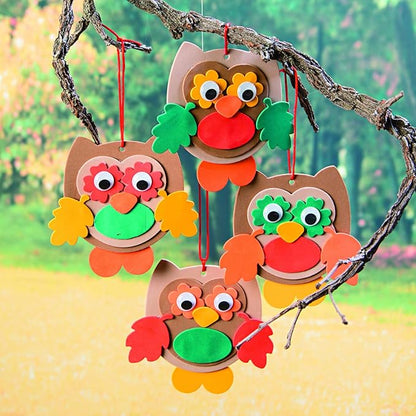 Fun Express Fall Owl Ornament Craft Kit - Makes 12 - Autumn Crafts for Kids