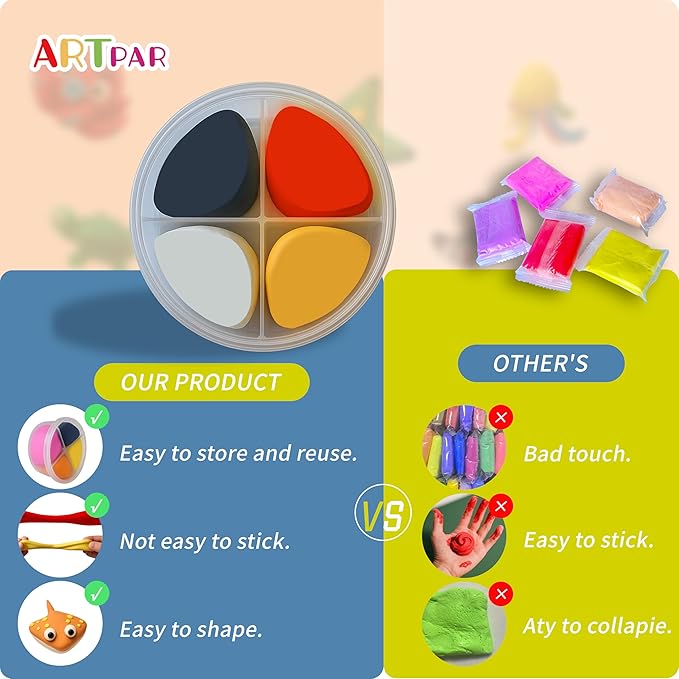 ARTPAR Kids Air Dry Clay Ocean and Transportation Set Combo, 12 Boxes of Modeling Magic Clay with Easy Tutorial Sculpting Tools, Soft & Non-Sticky, Classroom Prizes Birthday Party Gifts for Boys Girls