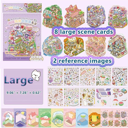Large Sticker Book Collection, 700+ DIY 3D Sticker Scenes, Premium Reusable Craft Kit for Stress Relief, Mix and Match Creative Sets to Make Stickers for Gifts and Therapy [Lavender]