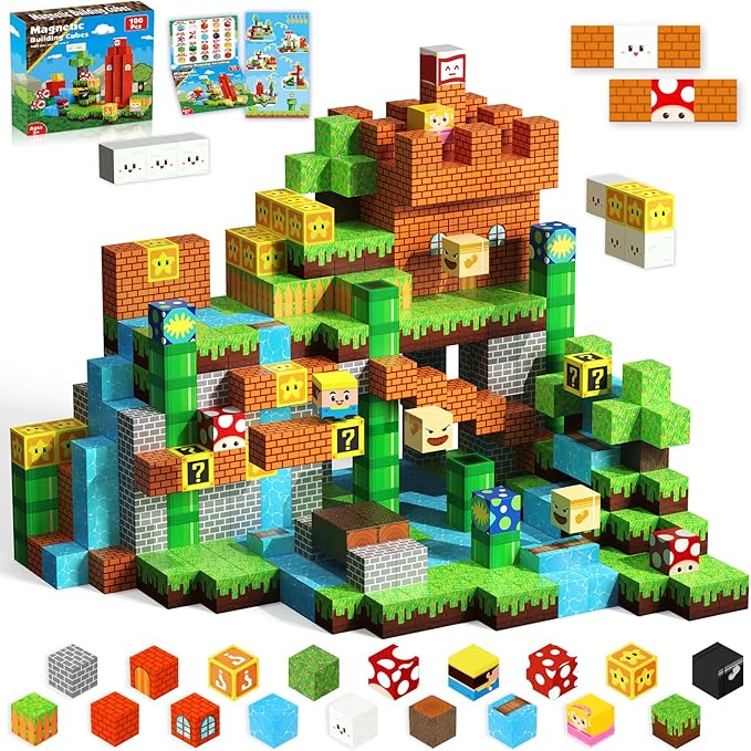 Magnetic Blocks-100PCS Magnetic Toy Set Magnetic Building Blocks, STEM Montessori Sensory Toys for Toddlers Kids Boys Girls Ages 3 4 5 6 7 8 9 10 Christmas Birthday Gifts Boys