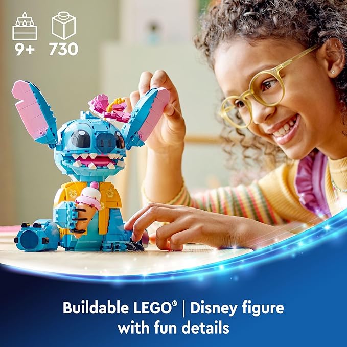 LEGO Disney Stitch Toy Building Kit, Disney Toy for 9 Year Old Kids, Buildable Figure with Ice Cream Cone, Fun Gift for Girls, Boys and Lovers of The Hit Movie Lilo and Stitch, 43249
