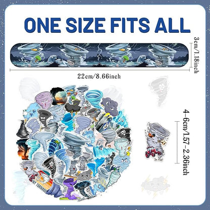 74 PCS Tornado Party Favors, 50 PCS Tornado Stickers 24 PCS Tornado Slap Bracelets Tornado Weather Birthday Party Decorations Supplies for Kids Boys Girls Classroom Rewards