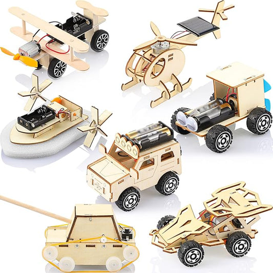 Chivao 7 in 1 Stem Kit Wood Projects for Kids to Build 3D Wooden Stem Building Kit Puzzles Mechanical Car Educational Science Models Building Toys for Kids 8 9 10 11 12 Year Old