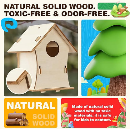 BELLOCHIDDO Bird House Kits for Kids Ages 4-8 - DIY Birdhouse Kit for Kids to Build and Paint,Wooden Arts and Crafts for Kids Girls Boys Toddlers Ages 8-12 4-6 6-8,Art&Craft for Kids Ages 8-12(2 Pack)