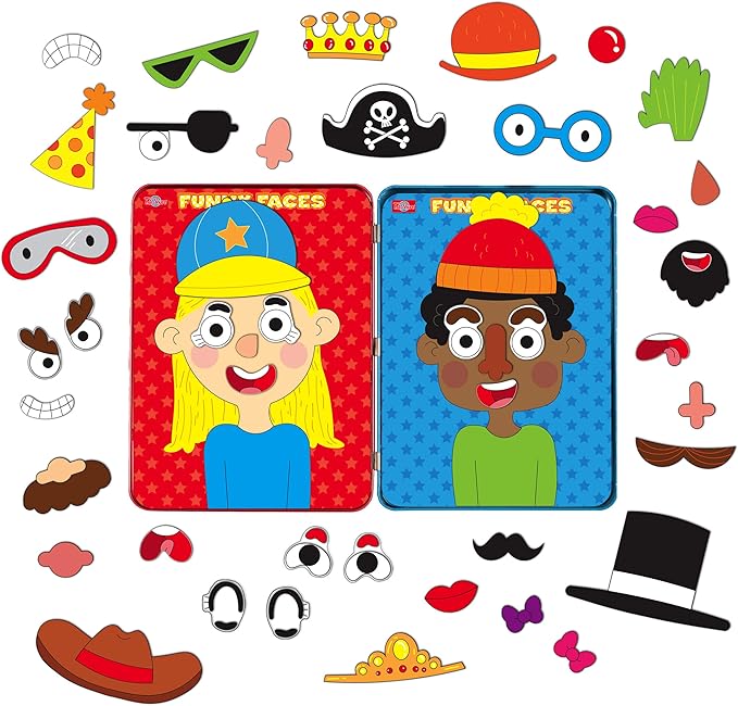 Bendon TS Shure Create Funny Faces Magnetic Activity Tin with Illustrated Magnet Sheets and Playcard 50261