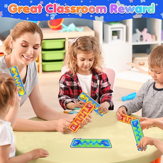 Squishy Sensory Toys for Kids - 3 Pack Fidget Toy Sensory Tube for Autism - Quiet Fidget for Classroom Students - Squeeze Toys Filled with Colorful Goo - Prizes for Kids Classroom
