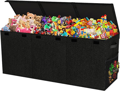 Mabahoo Extra Large Toy Box, Collapsible Sturdy Kids Toy Chest for Boys, Girls, 40"x14"x16" Storage Organizer Toddler Storage Bins with Lids, Toybox Basket for Living Room, Bedroom, Nursery, Black