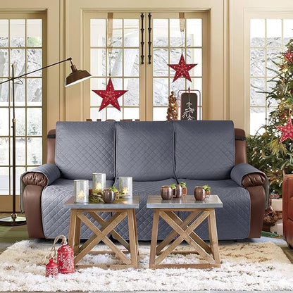 KinCam Waterproof Recliner Sofa Cover, Non-Slip Reclining Couch Covers for 3 Seat, Recliner Couch Cover Furniture Protector with Elastic Straps for Pets, Kids, Dark Gray