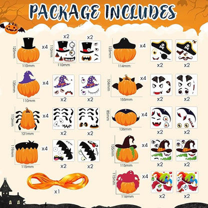 36 Set Halloween Pumpkin Crafts Kit Halloween Crafts for Kids Halloween Pirate Pumpkin Sticker DIY Craft Witch Pumpkin Decoration Hanging Ornaments for Kids Halloween Party Favor Supplies