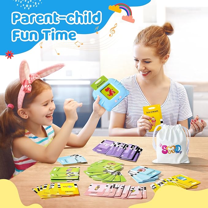 French & English Bilingual Flash Cards for Toddler/Beginning - Learning Educational Toy to Learn French/English,Talking Flash Cards for Ages 2 (Blue_French & English)