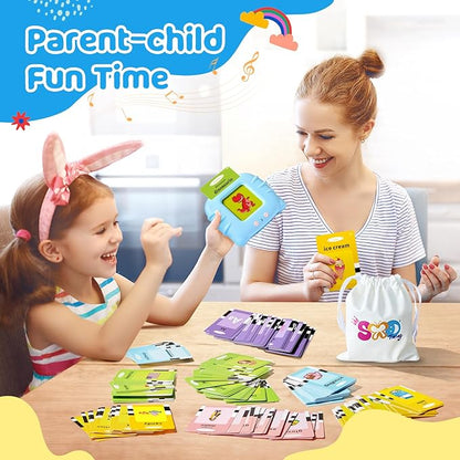 French & English Bilingual Flash Cards for Toddler/Beginning - Learning Educational Toy to Learn French/English,Talking Flash Cards for Ages 2 (Blue_French & English)