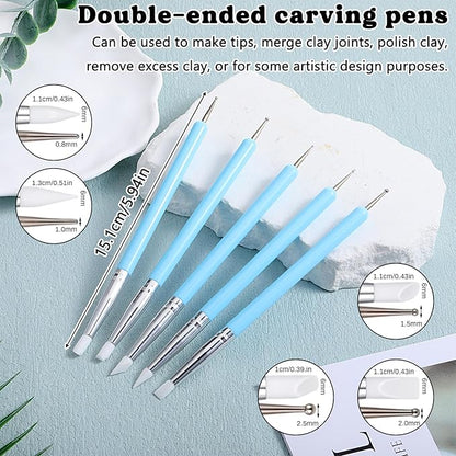 15 Pcs Clay Sculpting Tools Set Ceramic Ball Stylus Polymer Clay Tools Air Dry Clays Silicone Sculpting Tool for Carving, Dotting, Embossing, Shaping, Molding Nail Art
