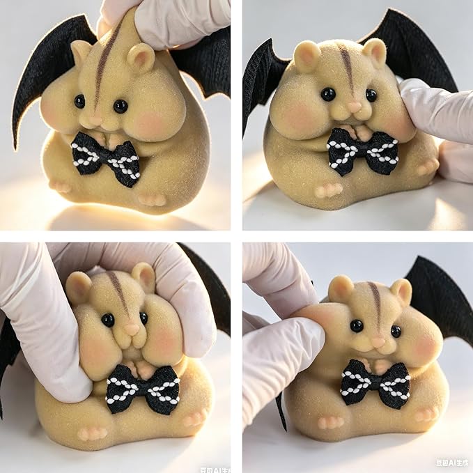 Handmade Taba Squishy Hamster Toy, Cute Squishy Hamster Fidget Toy, Soft Silicone Mochi Furry Toy, Stress Relief for Adults & Kids (Brown-Monster)