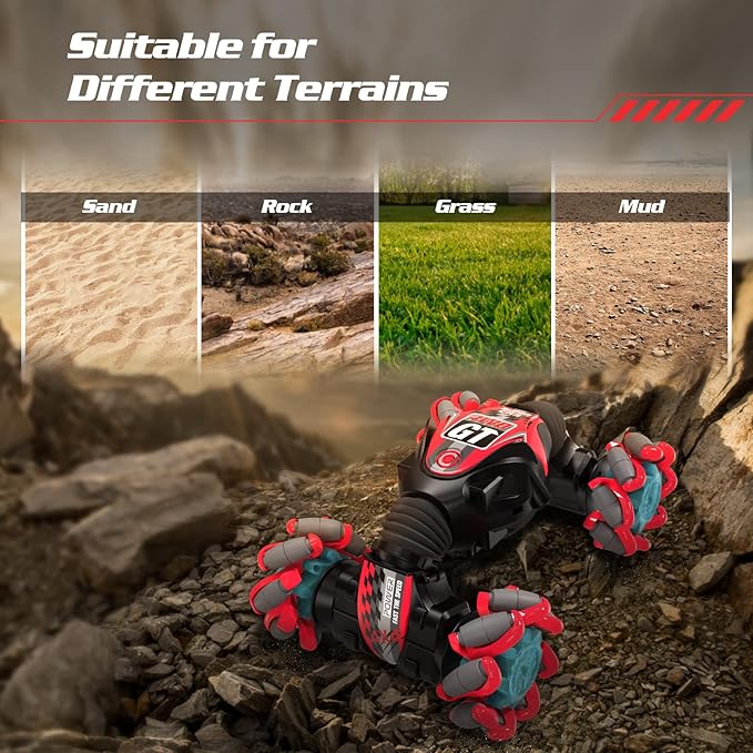 RC Stunt Car for Kids, RC Car Toy, Remote Control Stunt Gesture RC Car with Music, Double Sided 360 DegreeSpins and Flips Gesture Sensing Rc Stunt Car, for 8-15 Years Boy Girl, Birthday