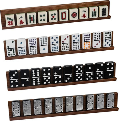 Domino Racks 4packs - Authored Design Nut Brown Tile Holders for Dominoes Set Mexican Trains Mahjoon Chickenfoot