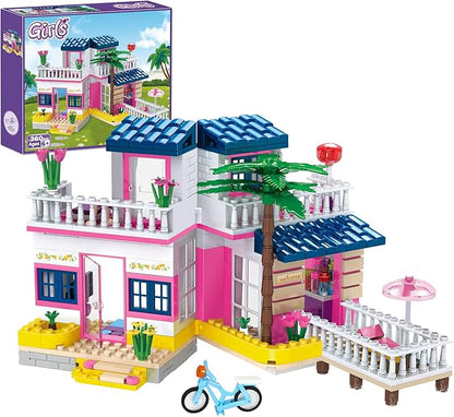 Dream Girls Beach House Building Sets Friends Seaside Villa 360 Pieces City Family Playset Boys Vacation Hut Model Building Kit STEM Toys Gift for Kids Aged 6-12