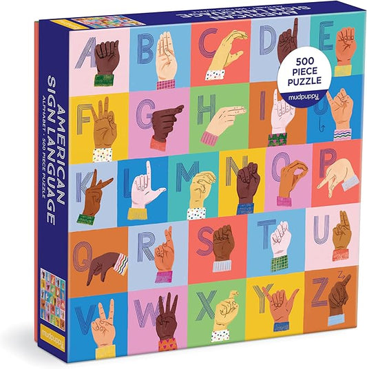 Mudpuppy American Sign Language Alphabet 500 Piece Family Puzzle