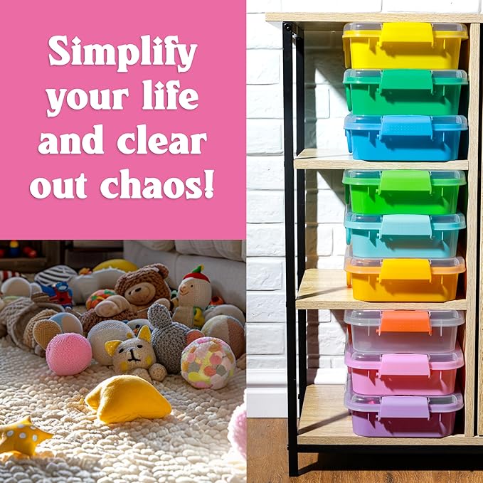 Carolart 3 Pack,Empty Sensory Bin,13.5 Inch Storage Container,Portable Plastic Storage Bins, Stackable Play Tray for toys,arts,crafts and sand.