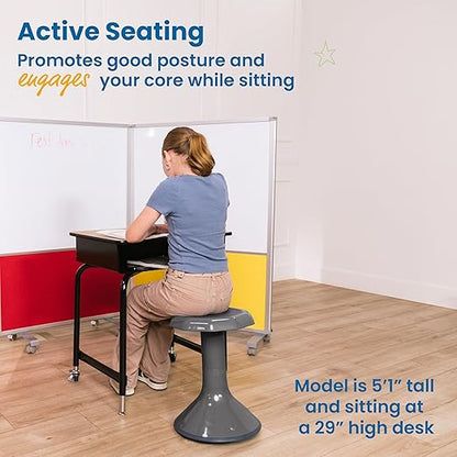 ECR4Kids ACE Active Core Engagement Wobble Stool, 18-Inch Seat Height, Flexible Seating, Grey